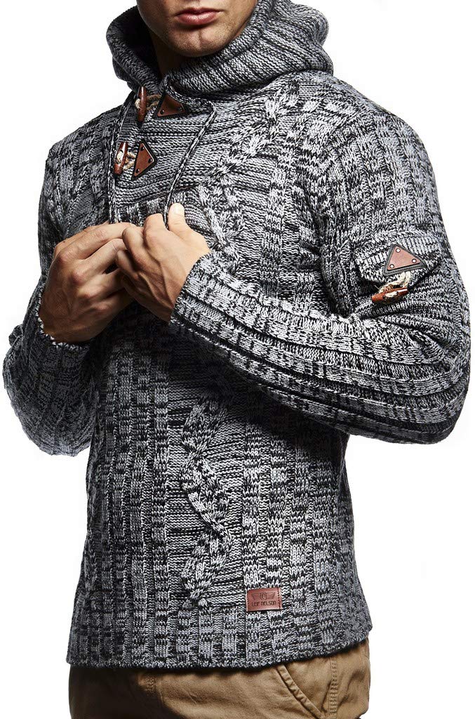 Leif Nelson Maglione con Cappuccio Uomo Felpa a Maglia LN-5400