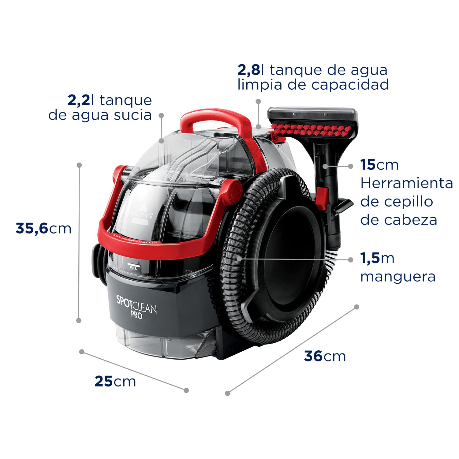 Bissell Spotclean Pro limpiador de alfombras y quitamanchas Portatil