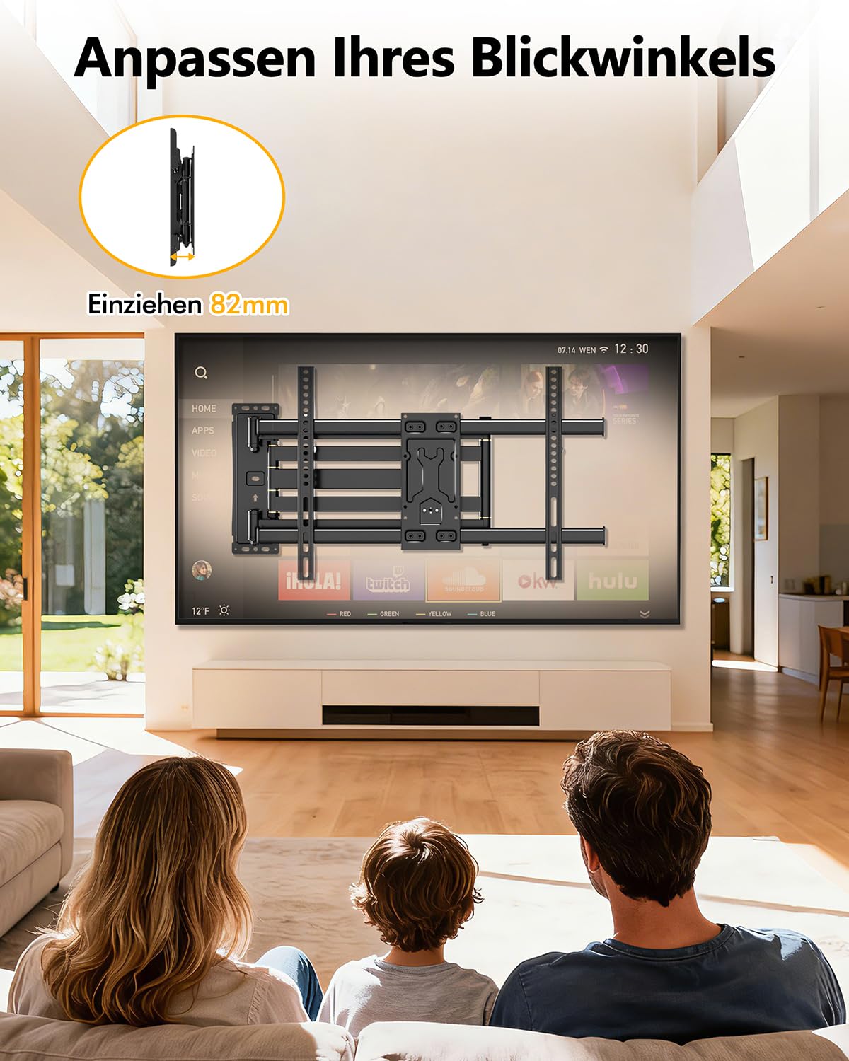 FORGING MOUNT TV Wandhalterung mit 1015mm Extra langem arm 37-75 Zoll TVs, Fernseher Halterung 180°drehbar,Neigbar,Vollbewegliche TV Halterung, MAX VESA 600 x400mm up to 45KG