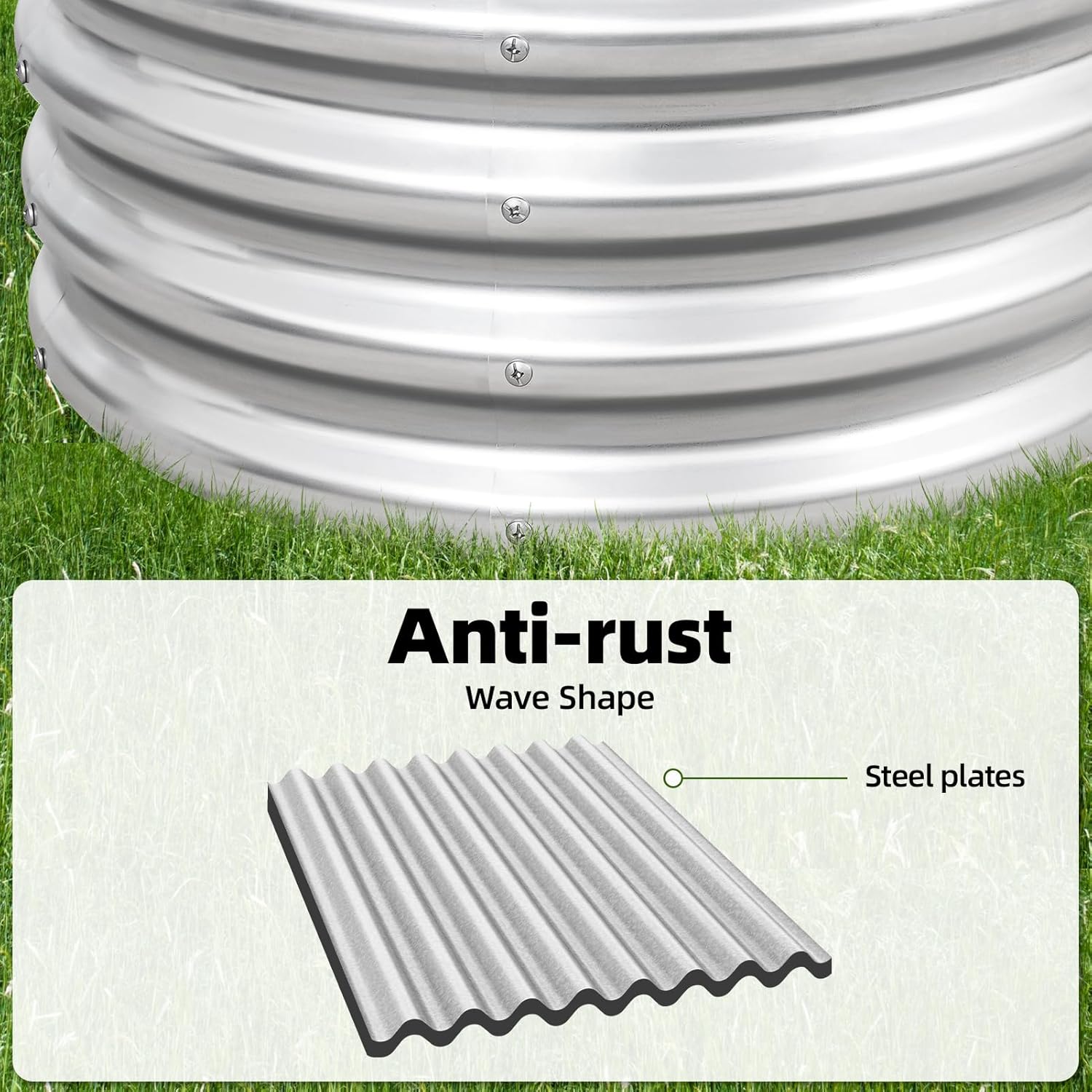 G GOOD GAIN Galvanized Metal Raised Garden Bed Kit - 4x2x1FT Outdoor Planter Box with Safety Edging and Gloves for Vegetables, Fruits, Flowers(Silver, 2PC)