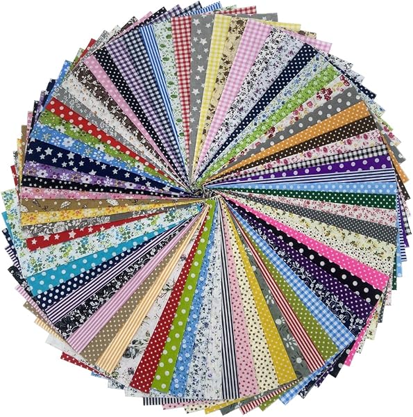 70 Bundles of Cotton Fabric, Squares Cotton Patchwork Fabric 25 x 25 cm with Printed Floral Patterns for Arts and Crafts DIY Fabrics for Sewing Quilting Decoration - 1