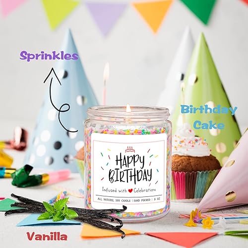 Miniatura 2 de Homsolver Regalos de feliz cumpleaños para mujeres y hombres, aroma a crema de vainilla con chispas de caramelo velas de cumpleaños, regalos únicos