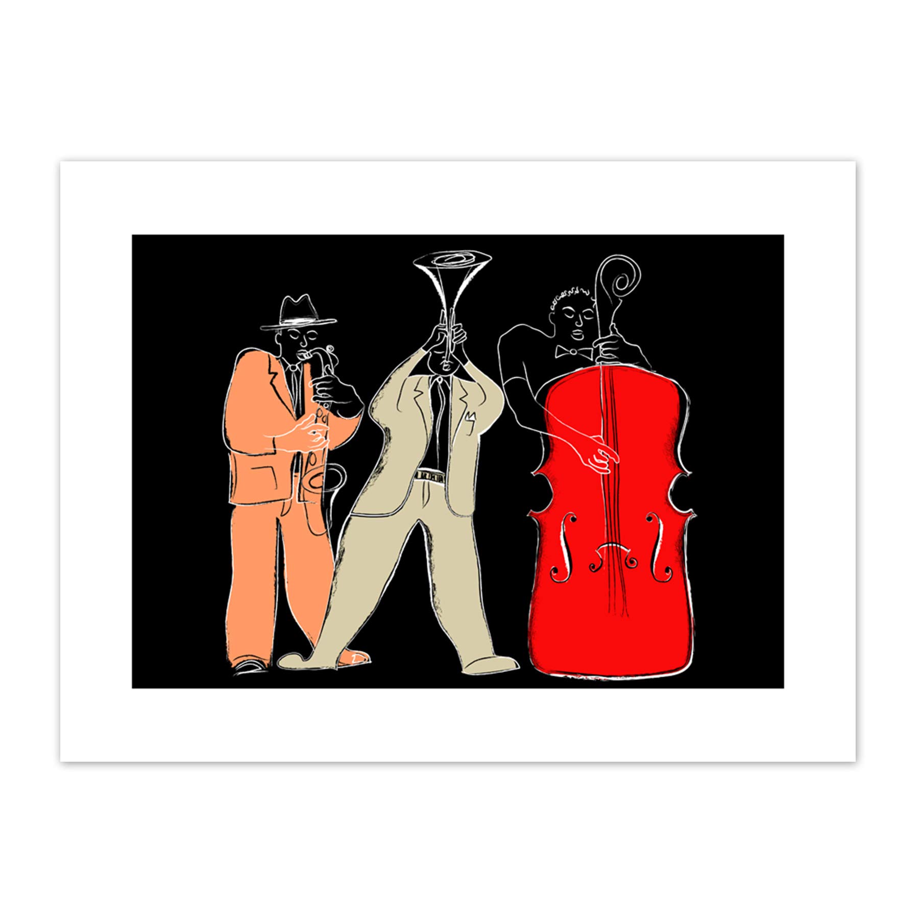 Wee Blue Coo Musicians Jazz Modern Illustration Art Print Canvas Premium Wall Decor Poster