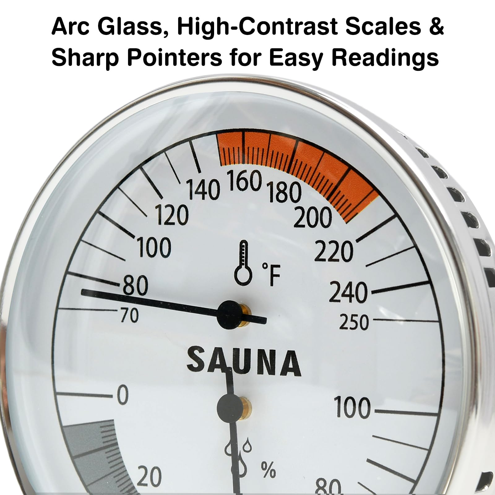 Termometr i higrometr 2 w 1 (Fahrenheit) do sauny, 21,1-121,1°C i 0-100% RH, akcesoria do sauny, wskaźnik temperatury sauny