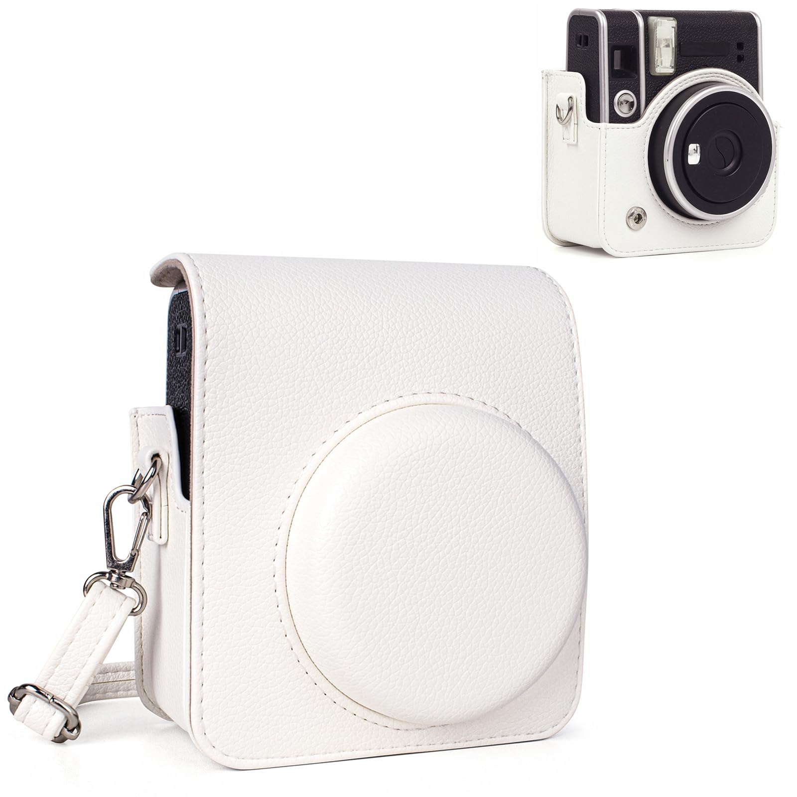 HIYQIN Fuji Mini 40 Caemra Case, PU Leather Protective Case Compatible for Instax Mini 40 Instant Camera with Adjustable Shoulder Strap - Elegant