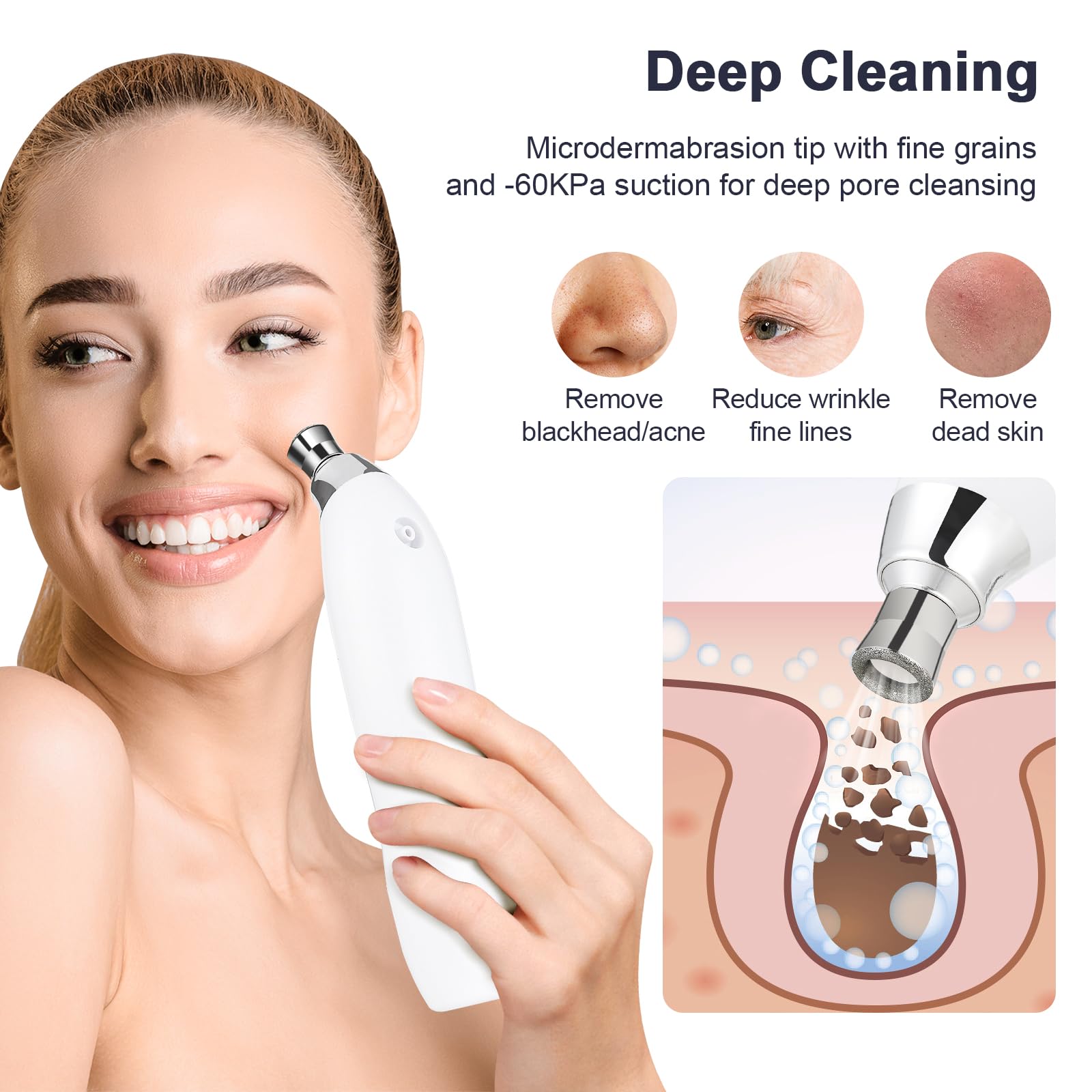 Macchina per microdermoabrasione diamantata, 7 modalità di aspirazione, macchina professionale per microdermoabrasione con aerografo, dispositivo di rimozione dei punti neri, dispositivo per