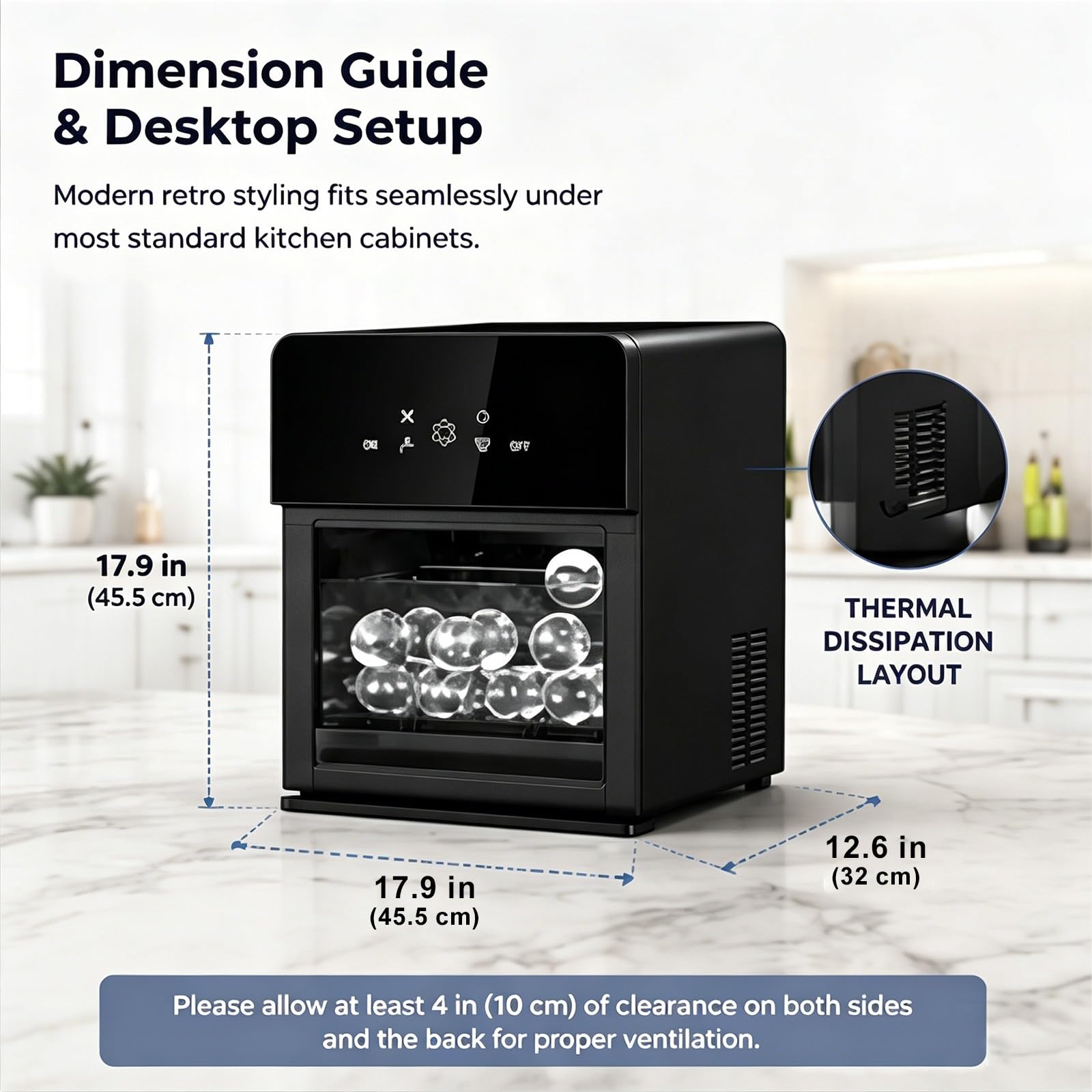 Genérico Máquina para Hacer Hielo con depósito de Agua de 1,7 L, Produce Bolas de Hielo Transparentes de 5 cm en 40 Minutos, Incluye 40 recipientes de Almacenamiento para Fiestas y cócteles.