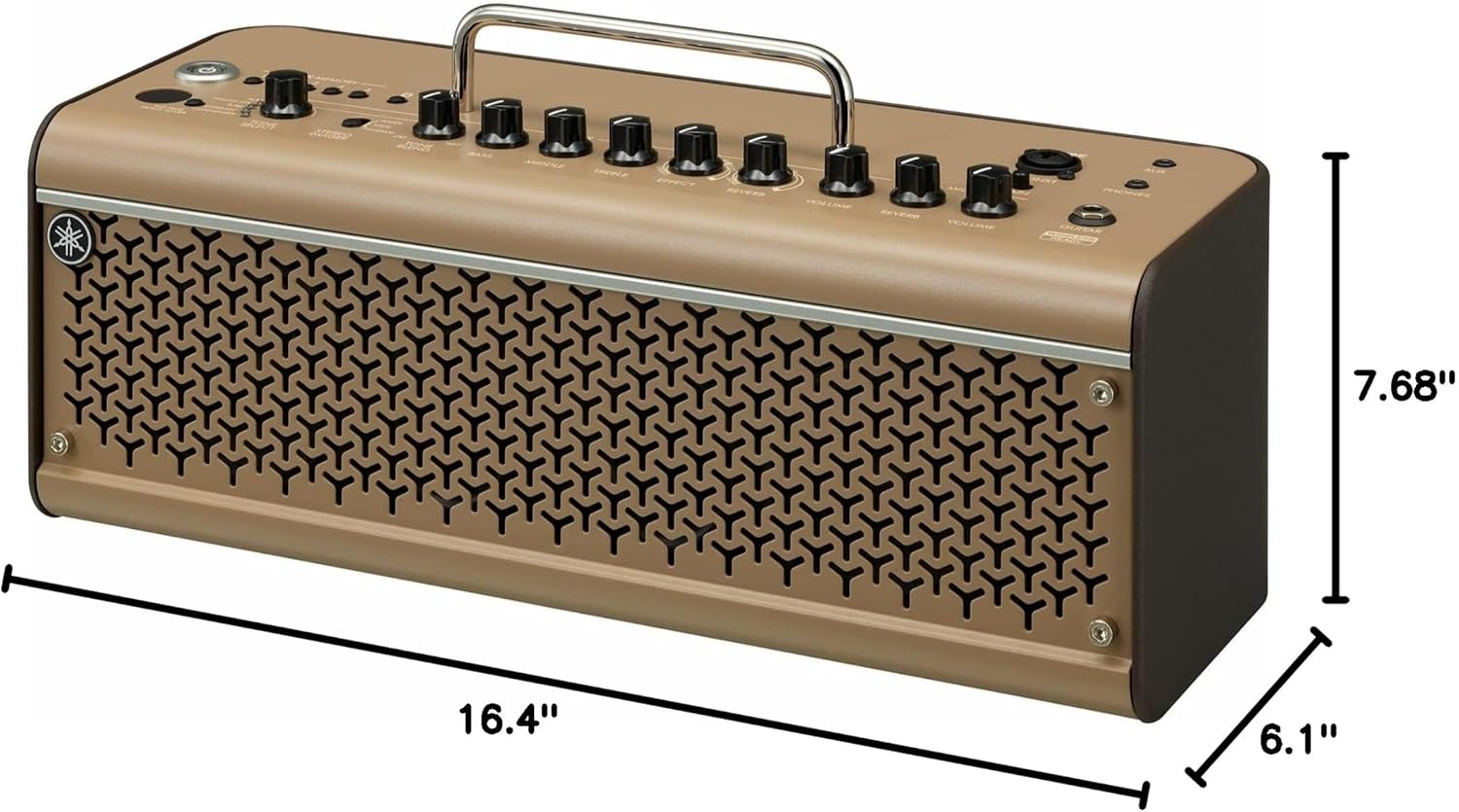 Yamaha THR30IIA Wireless Acoustic Desktop Amplificador amb dimensions etiquetades
