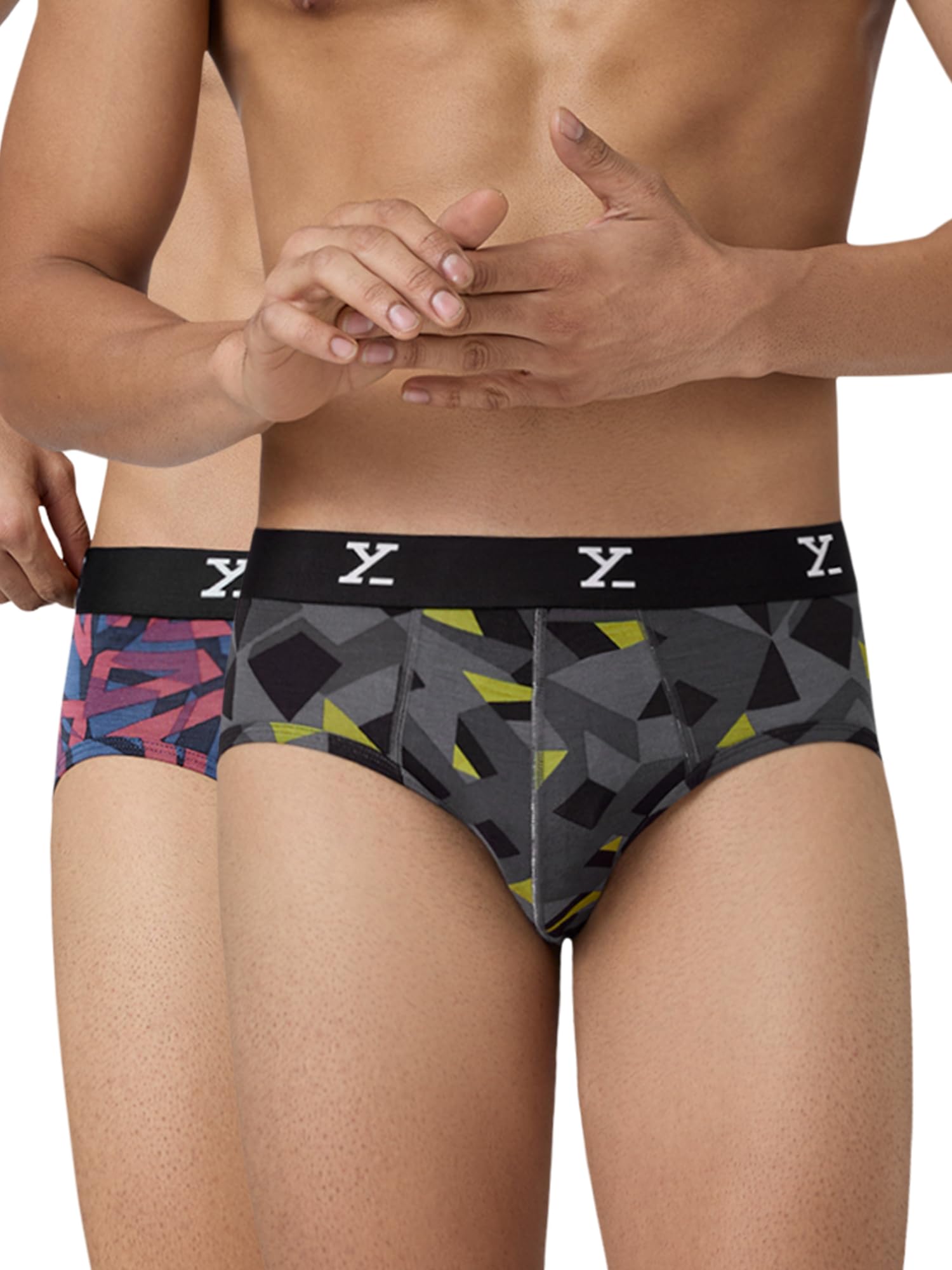 xyxx Men's Shuffle Micromodal Regular Fit Printed Antimicrobial Briefs with No Marks Waistband (Pack of 2)-picture-52