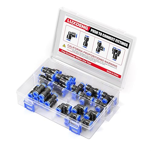 5/16"OD Blue Elbows,Tee,Straight and Splitters Push to Connect Tube Fittings