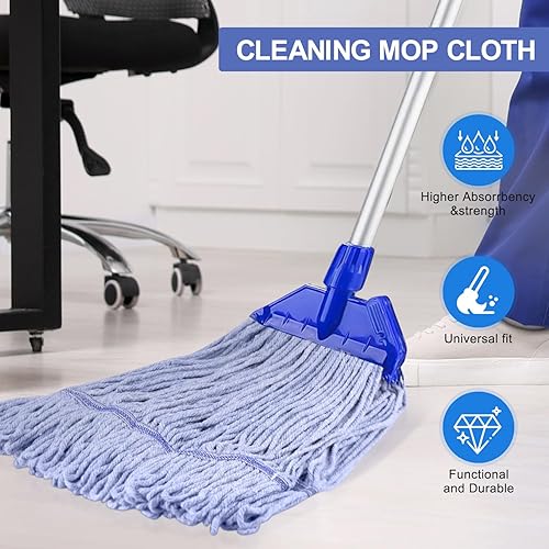 Miniatura 4 de Paquete de 6 cabezales de repuesto para trapeador comercial de alta resistencia para Rubbermaid, cabezal de fregona industrial húmedo para limpieza