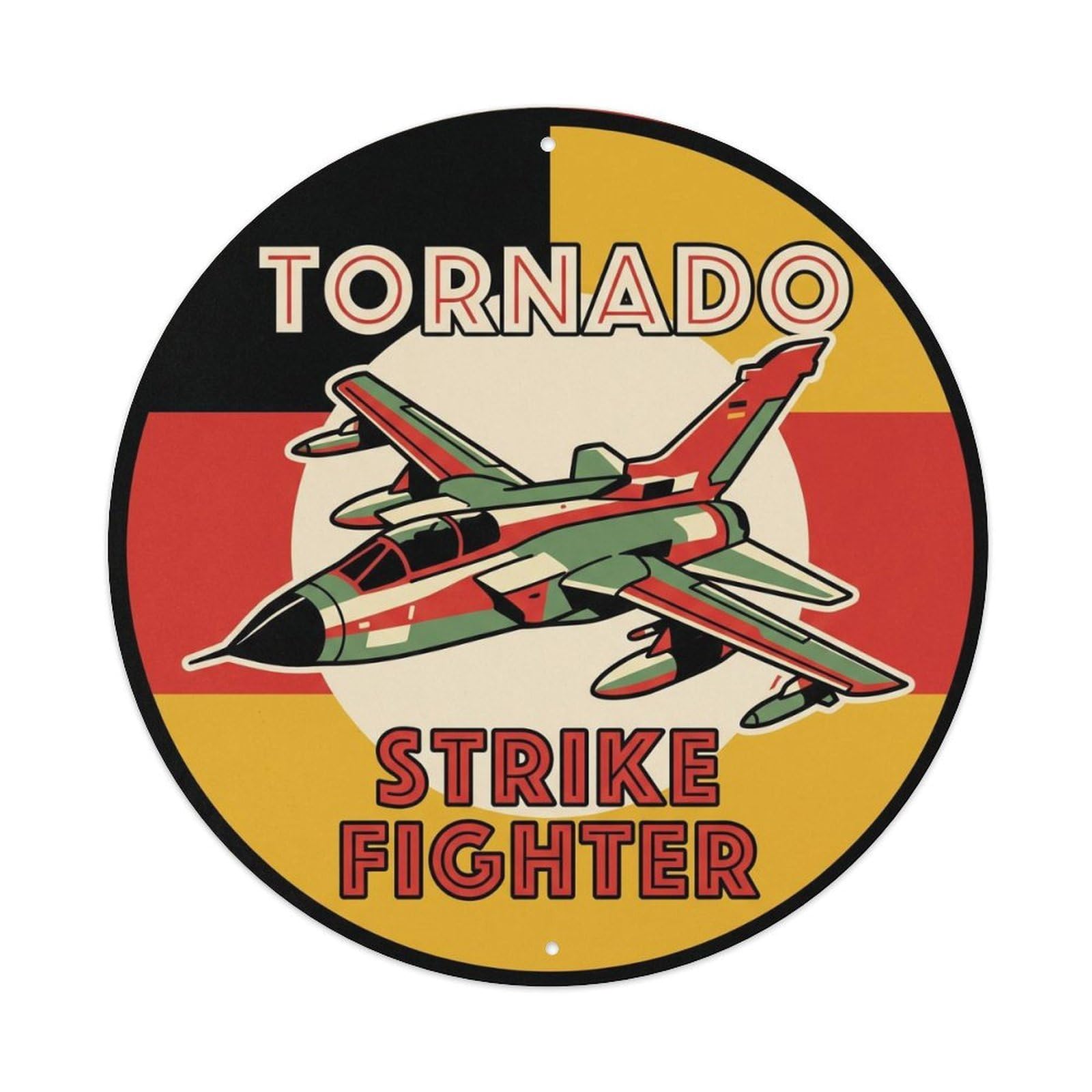 Retro Tornado Multirole Strike Fighter Jet German Naval Metal Tin Sign Plaque Wall Decor for Cafe, Man Cave, Club Bar, Office, Home Garden Round Metal Poster 8x8Inch