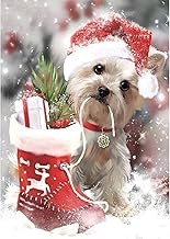 MXJSUA Christmas Diamond Painting Kits for Adults, Round Full Drill Christmas Dog Diamond Arts Painting Kits 5D DIY Diamond Dots for Adults for Home Wall Decor Christmas Dog 12x16 Inch
