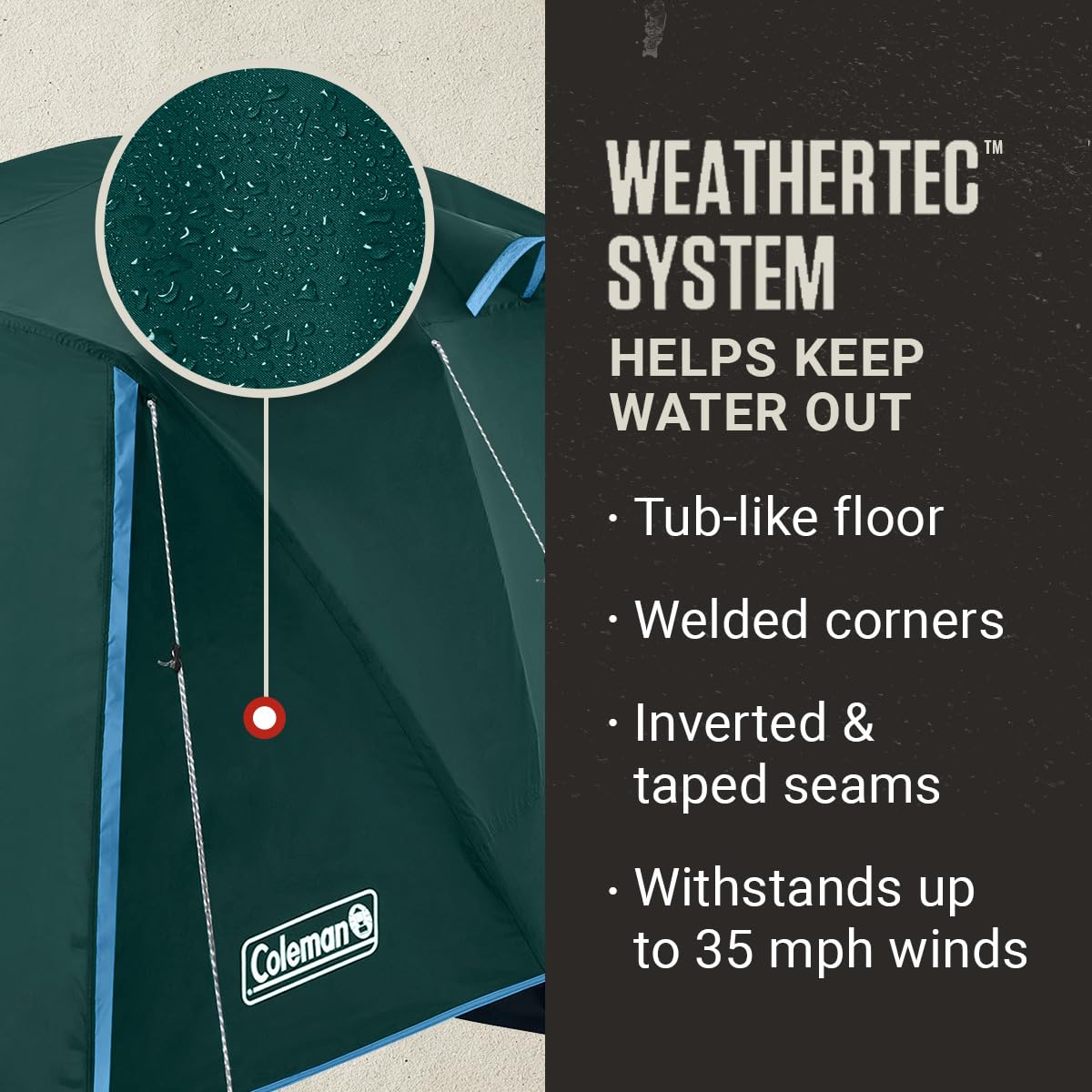 Coleman Namiot Skydome z przedsionkiem, odporny na warunki atmosferyczne, namiot dla 4-6 osób, rozstawienie w 5 minut, chroni przed wodą, 20% więcej przestrzeni nad głową niż tradycyjne namioty