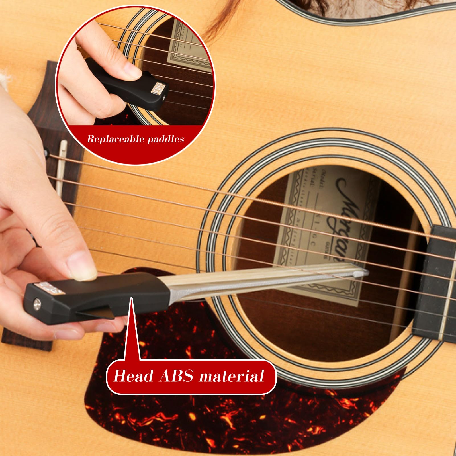 Amycute Bogen für Gitarre, Guitar Bow mit Kolophonium, Doppelseitiger Gitarrenbogen mit Integriertem Plektrum, Mehrzweck-Zupfsaiten-Werkzeug, Geschenk für Gitarrenliebhaber