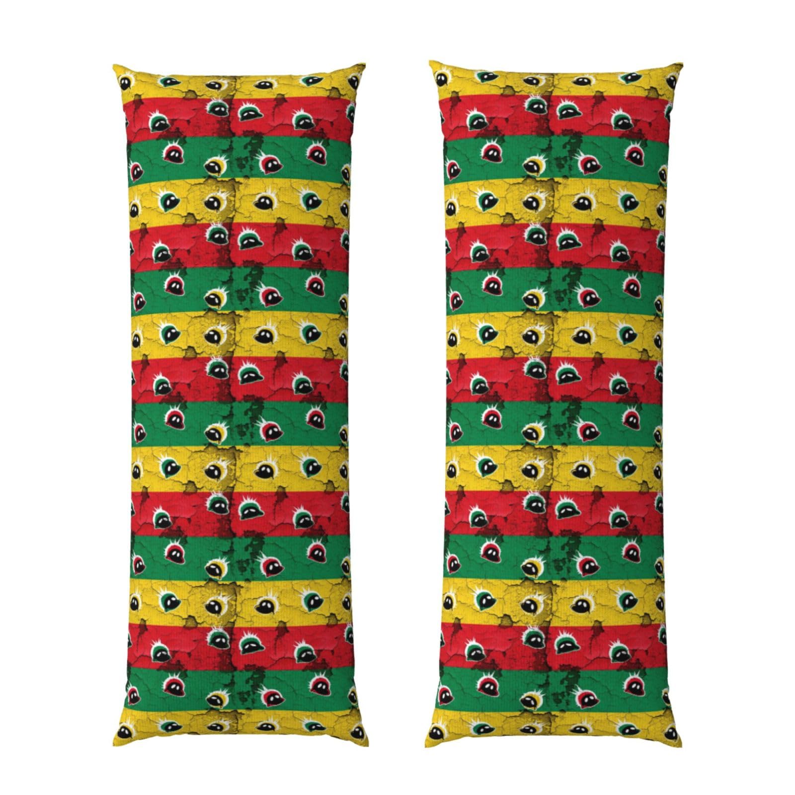 Body Pillow Protector Cover 20x60 Red Yellow Green Rasta Flag, Soft Microfiber Pillowcase with Zipper, Wrinkle Shrinkage Resistant, for Bed Couch Sleeping