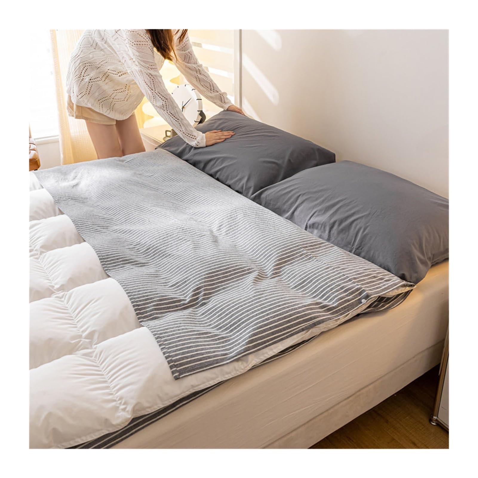GBHMJU Ultralight Washable Washed Cotton Sleeping Bag Liner Lightweight Adult Sleep Sack Travel Sheets for Backpacking, Hotel, Camping, Hostels(Gray A,160x210cm-63x82)