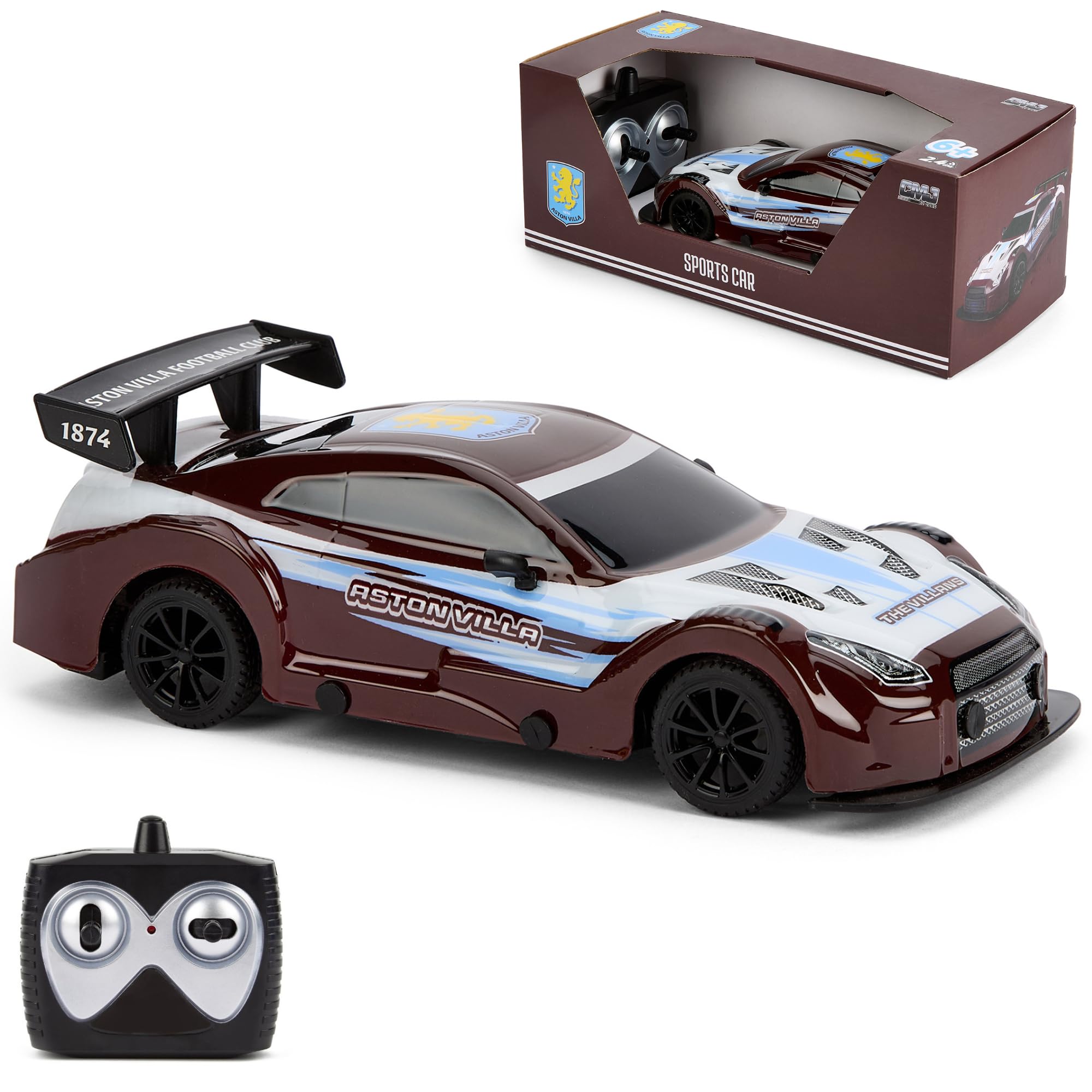 The Gift Scholars Officially Licensed Aston Villa FC RC Sports Car, Remote Control Vehicle, 1:24 Scale Citizens, for Kids & Adults of Villans