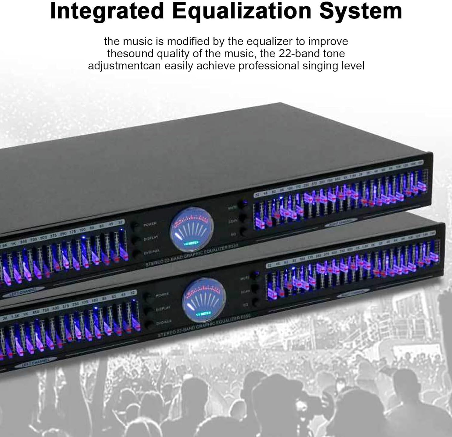 22-Band Audio Equalizer,Stereo Graphic Eq,W/10 Preset Effects & Noise Reduction,For Hifi Home Tuning