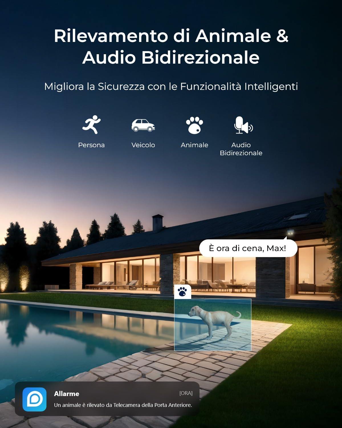 Reolink 12MP Telecamera Esterno PoE, Grandangolo di 145°, Antivandalo IK10, Audio Bidirezionale, Rilevamento Uomo/Veicolo/Animale, Faretti per Visione Notturna a Colori, Impermeabile IP67, RLC-1240A