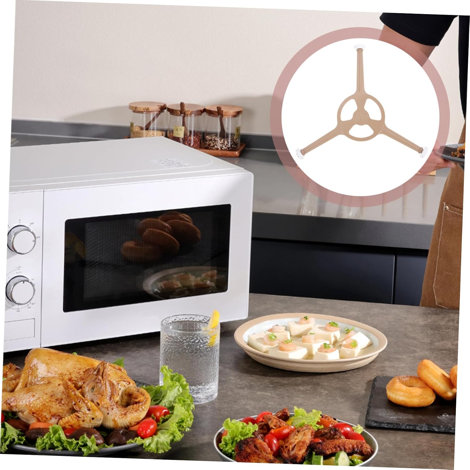 PRETYZOOM Microwave Oven Stand Tray Roller Guide Replacement Rack Turntable Ring Holder