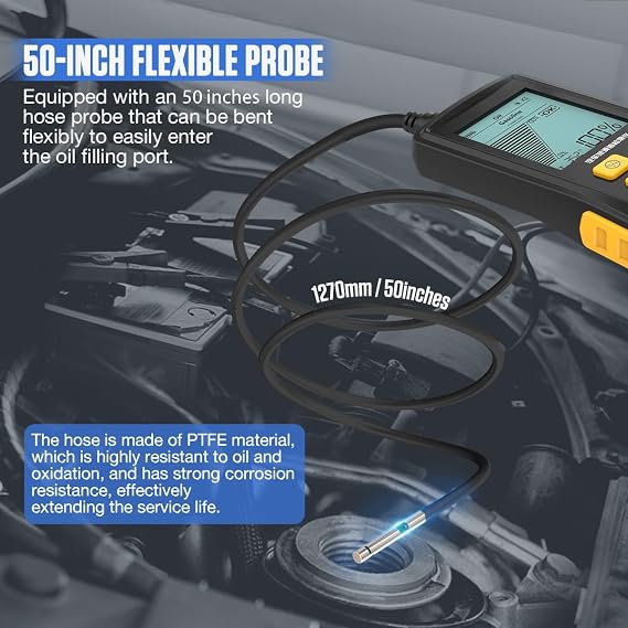 Engine Oil Tester Gasoline & Diesel Engine Oil Quality Tester Analyzer Detector High-precision Car Engine Oil Diagnostic Tool with 50inch Flexible Probe,Identifier&Sound Prompt,2.8in Backlight Display