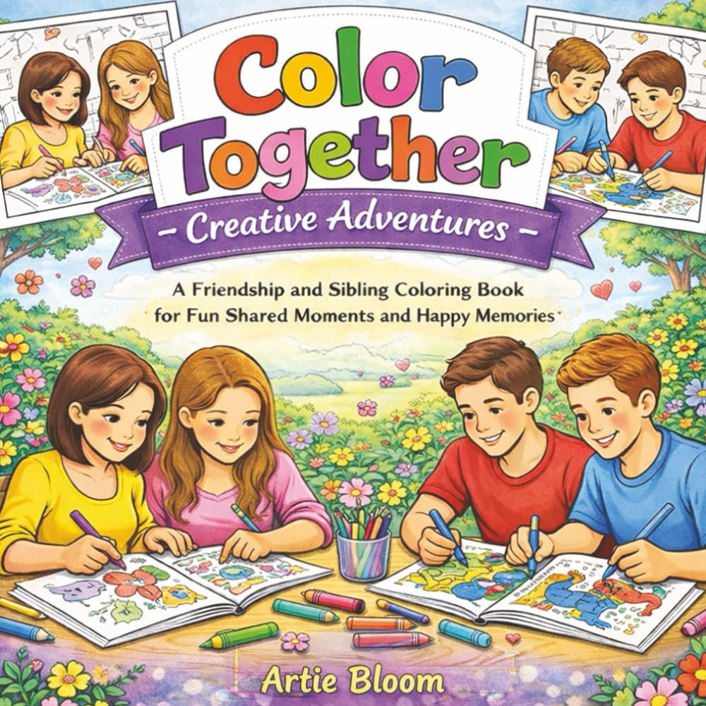 Color Together – Creative Adventures: A Friendship and Sibling Coloring Book for Fun Shared Moments and Happy Memories