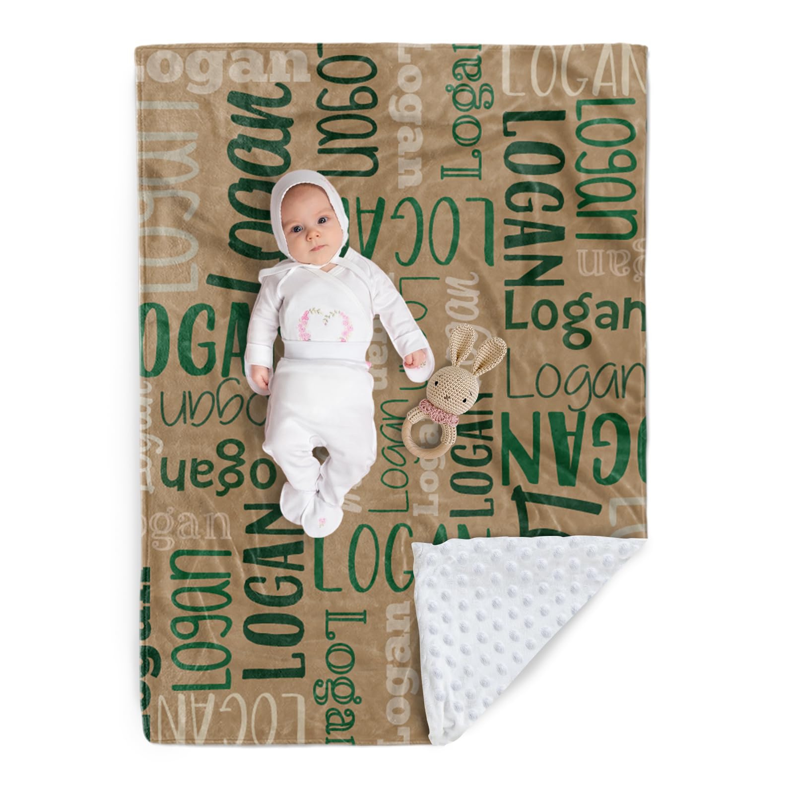 Custom Baby Blanket - Personalized Names Design - Soft Plush Blanket with Double Layer Dotted Backing for Boys Girls Color20(47x60 inches)