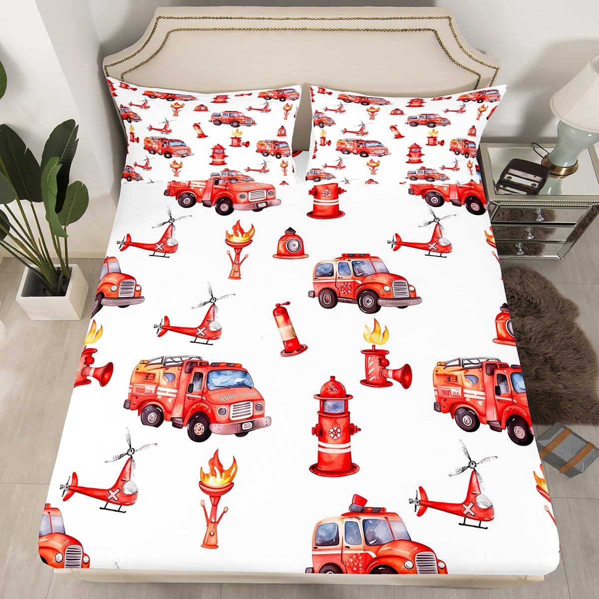 Vintage Steam Train Kids Bedding Sets - Locomotive Print Retro Car Twin Fitted Sheet - Cartoon Railway Vehicles Bed Sheets Colorful Steam Engine Train Sheets Gifts for Kids Boys Home Decor