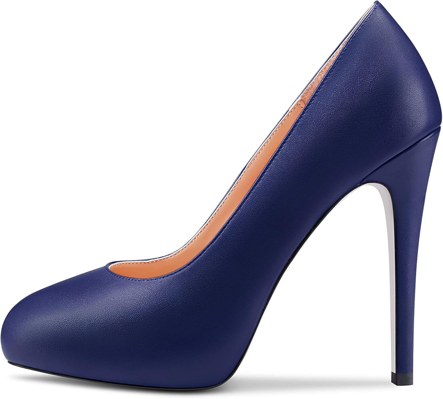 Aachcol Women Platform Pumps Round Toe Slip-on Stiletto High Heel Dress Shoes Matte Office Wedding Shopping 5 Inch