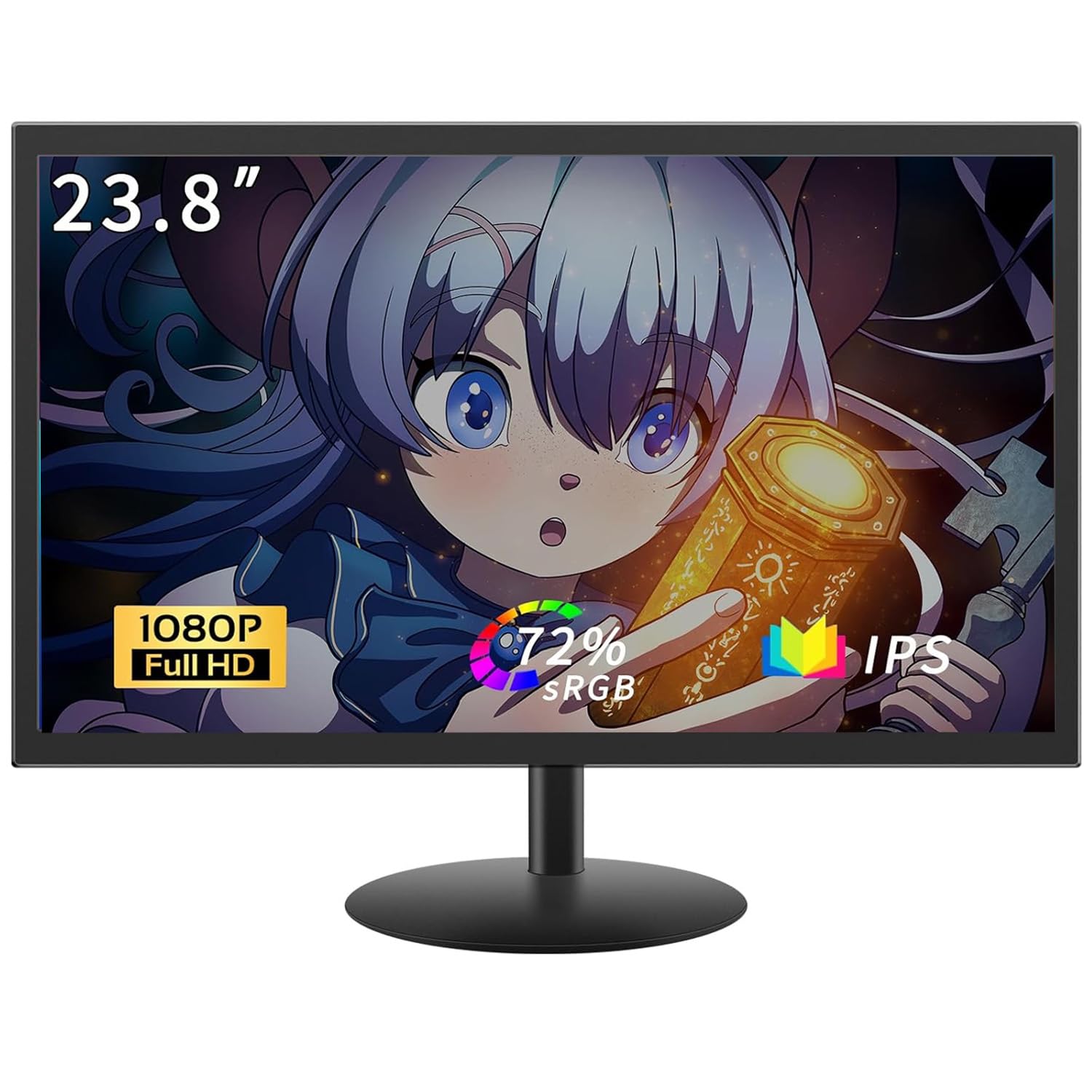 Moniteur PC 23,8" LED 1080P Full HD Low Blue Light 75Hz IPS Moniteur de bureau HDMI VGA Installation VESA