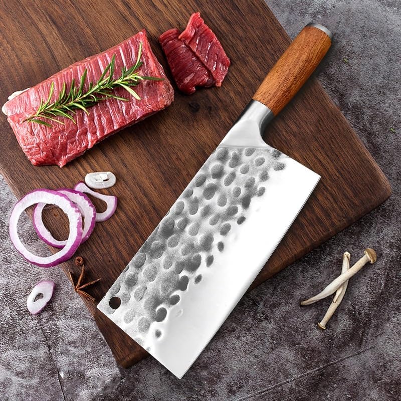 Meat Cleaver,Cleaver Knife 8 Inch Professional Chef Kitchen Knives Cleaver Meat Chopping Vegetables Chinese Knife Wood Handle Stainless Steel Knife Cleaver, LAMAJIGA5844