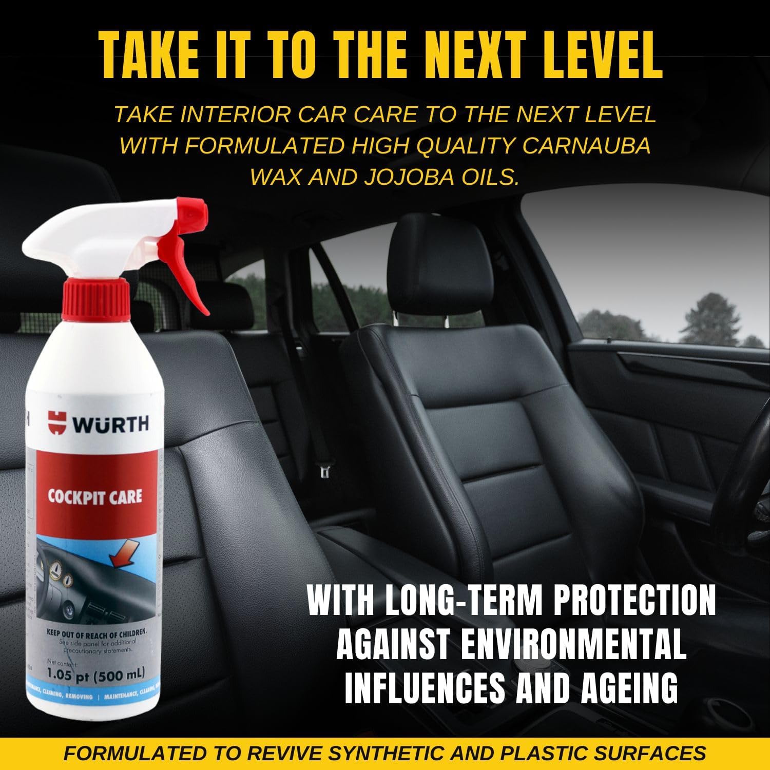 Smilyeez Listing for Wurth Cockpit Care Spray, 500ml (2 Bottles) – Silicone-Free Interior Cleaner with Carnauba Wax & Jojoba Oils for Satin Matte Finish & Pocket Screwdriver