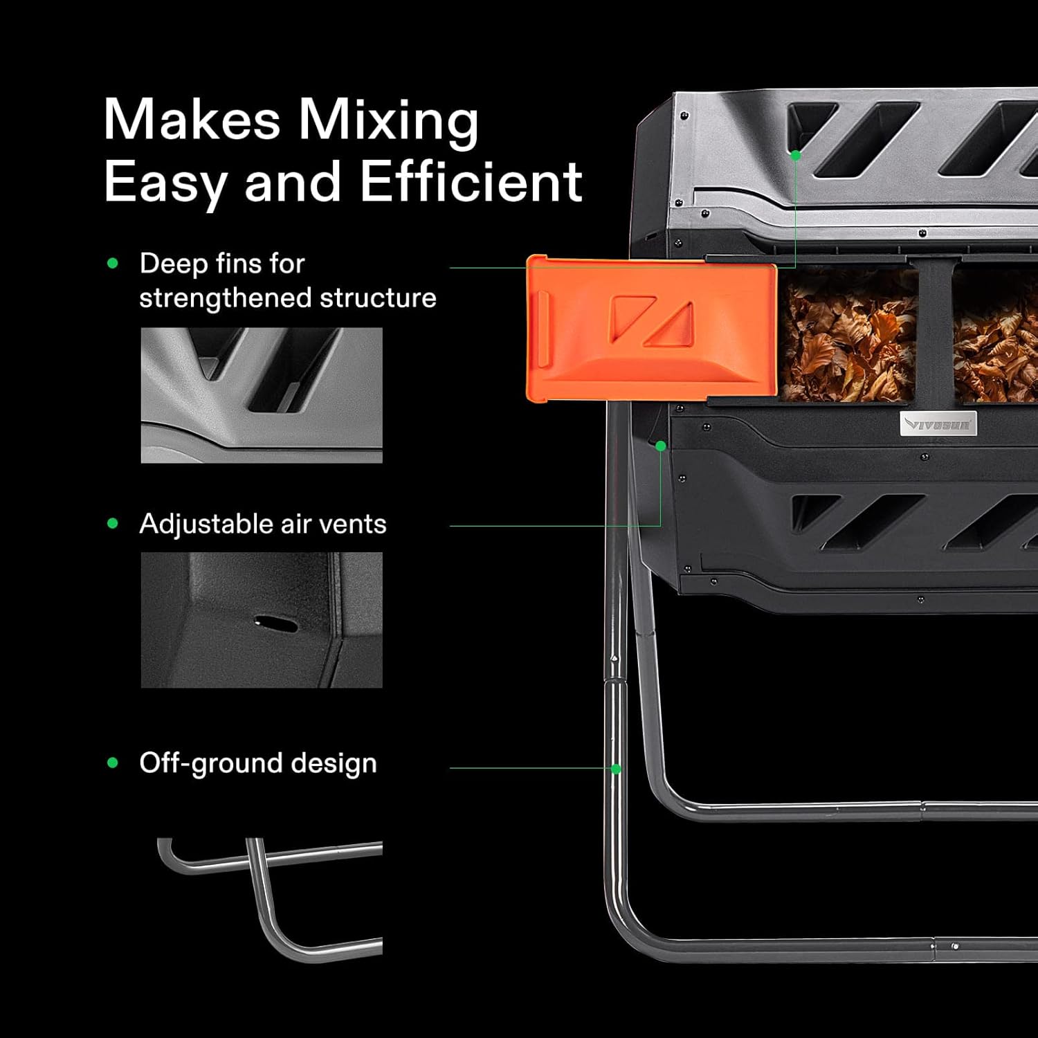 VIVOSUN Outdoor Tumbling Composter Dual Rotating Batch Compost Bin, 43 Gallon Orange Door and 0.2 Gallon Hand held Garden Sprayer Pump Pressure Water Sprayers : Patio, Lawn & Garden