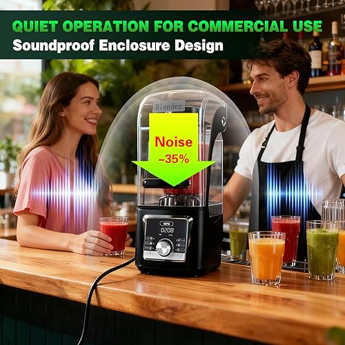 Miniatura 6 de VONCI Licuadora comercial de 2200 W con recinto de sonido, licuadora silenciosa de gran capacidad de 85 onzas para batidos, licuadoras industriales