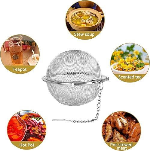 Miniatura 10 de Fu Store 2 bolas de té de malla de acero inoxidable de 21 pulgadas filtros de filtro de infusor de té para té