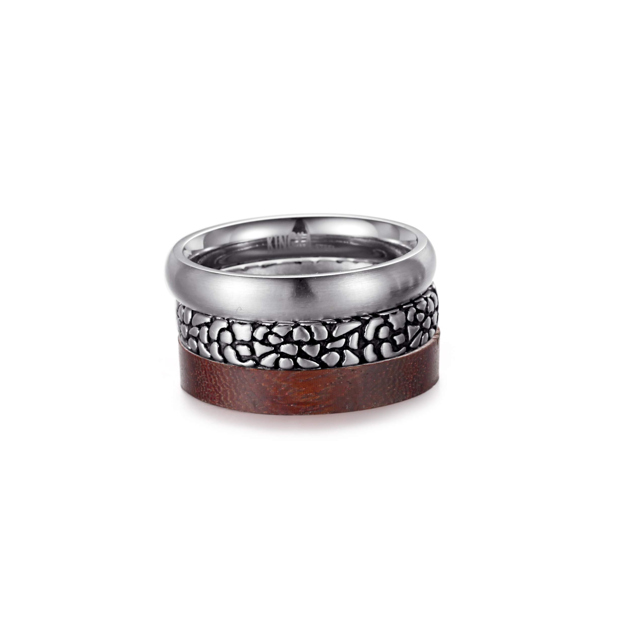 Men's Stacking Rings Wood and Reptile Designs