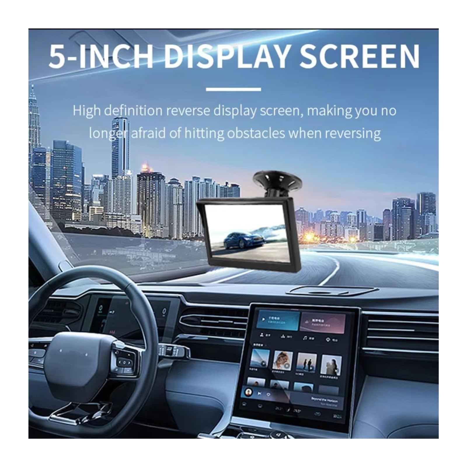 para Transit para Van 2015-2020 Monitor Visión Trasera LCD TFT HD 5 Pulgadas Ventosa Soporte Cámara Freno Cámara de Respaldo