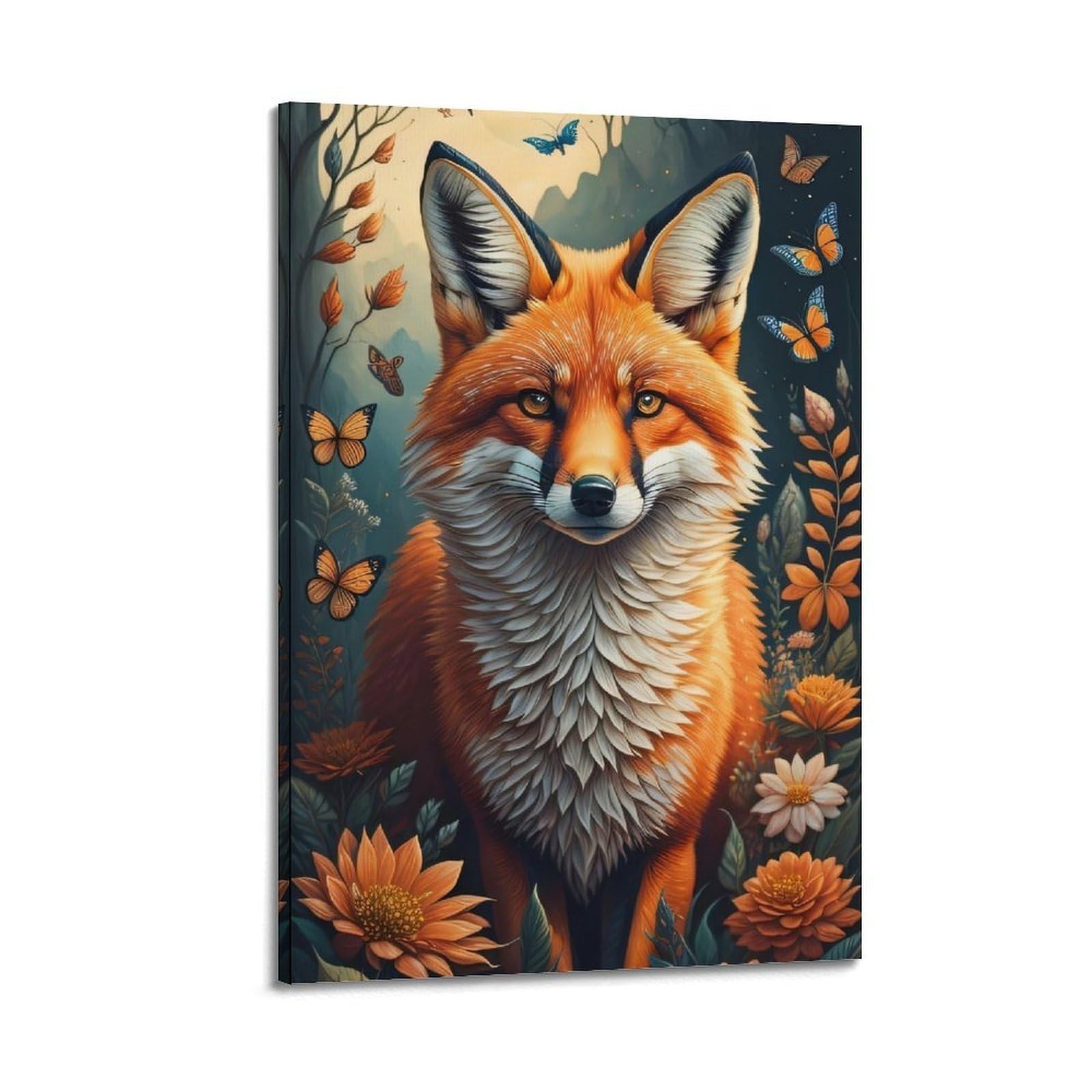 HUIYHB Animal Poster Fox And Butterfly Swarm Poster Decorative Painting Canvas Wall Posters And Art Picture Print Modern Family Bedroom Decor Posters 20x30inch(50x75cm)