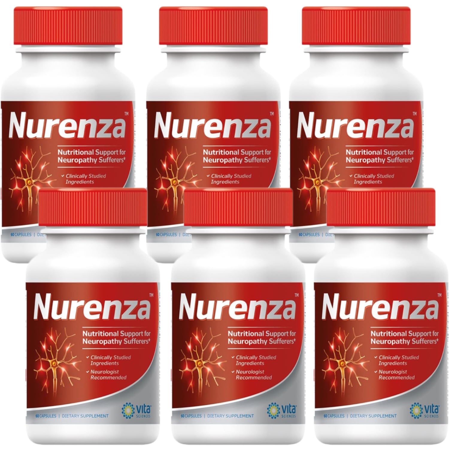 Vita Sciences Nurenza Neuropathy Relief Supplement 40x Strength Natural R-ALA Form for Nerve Health, Fast Repair w/ Vitamins, Antioxidants