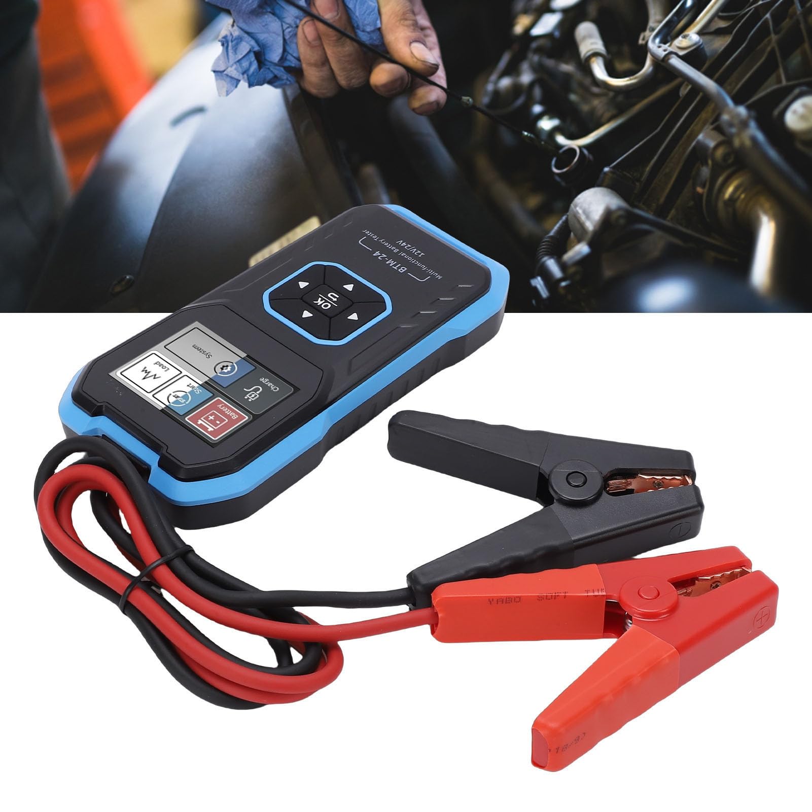 Jectse Probador de Batería de Coche, Analizador de Batería Automático de 12V 24V con Prueba de Arranque de Alternador para Camión, SUV, RV, Motocicleta