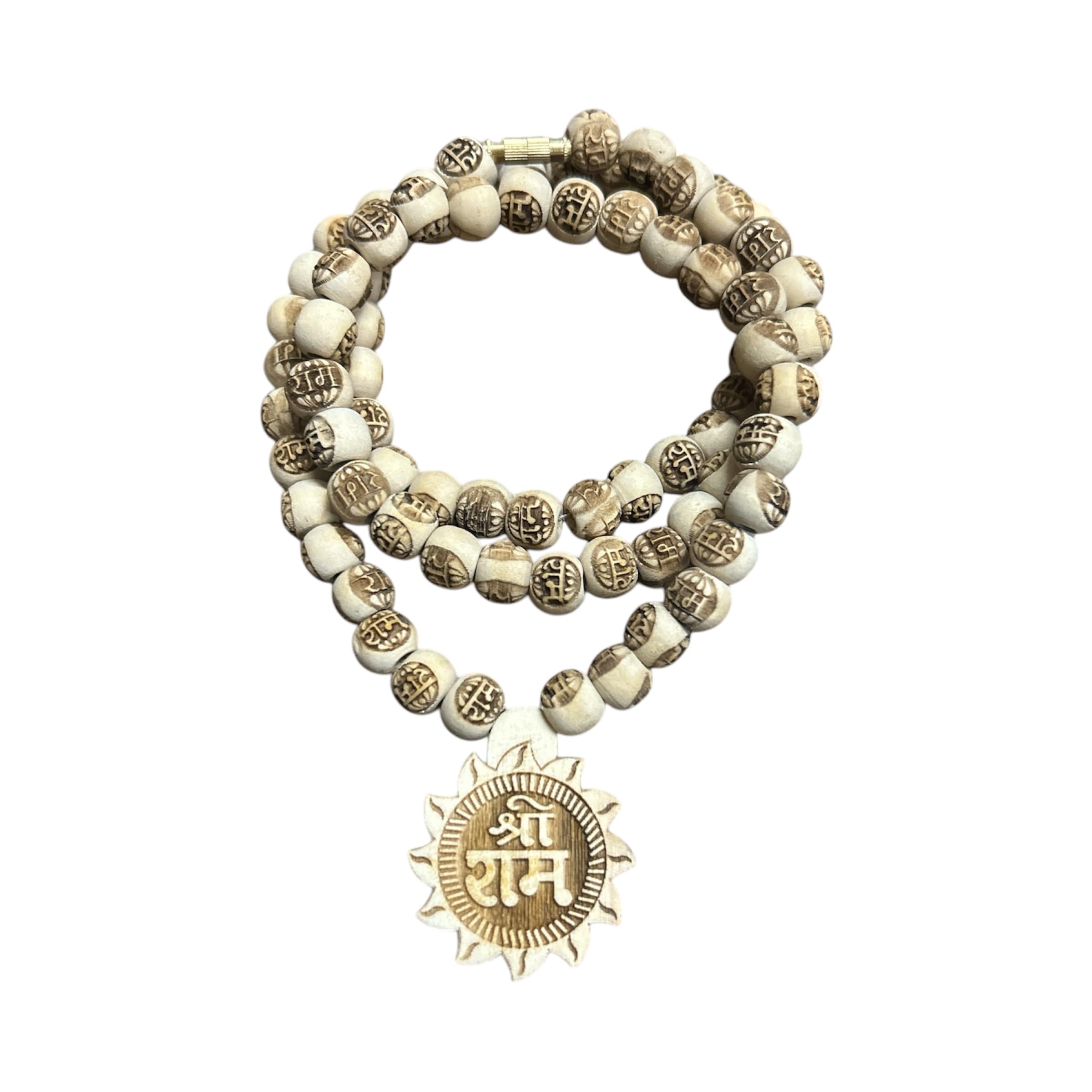 Shri Ram Sunflower Locket With ram Ram Engraved Beads Mala-image-12