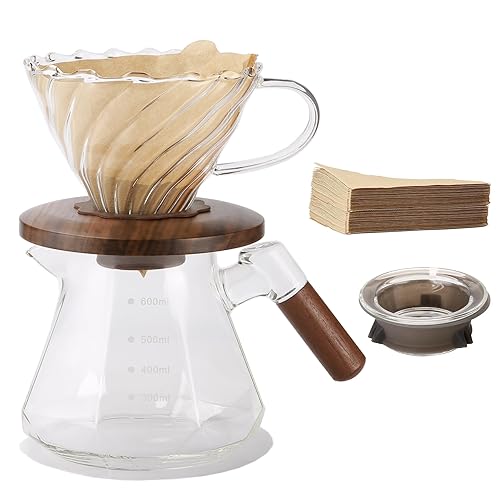Lalord Pour Over Coffee Maker, 20 oz Borosilicate Glass Set