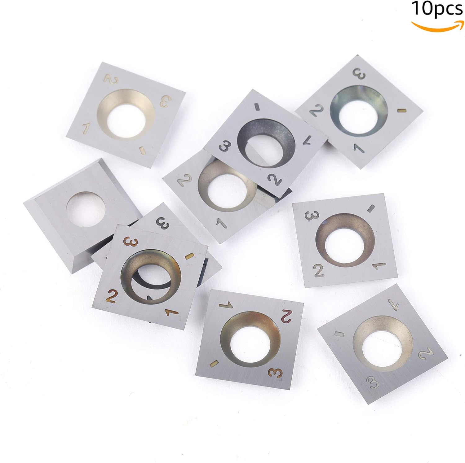 DLtools 15mm (Ci1) Square Straight Carbide Insert Cutter(15X15X2.5mm)4-Edge,for Spiral/Helical Planer Cutter Head Wood Turning Lathe Tool (10pcs)