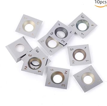 DLtools 15mm (Ci1) Square Straight Carbide Insert Cutter(15X15X2.5mm)4-Edge,for Spiral/Helical Planer Cutter Head Wood Turning Lathe Tool (10pcs)