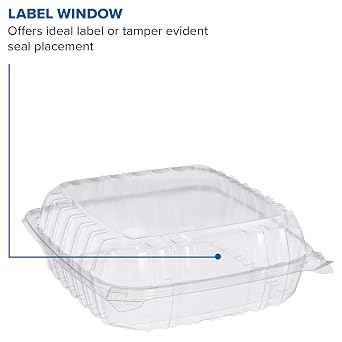 Dart C95PST1 OPS Lg Clear Hinged Container, 8.9 X 9.4 in (Case of 200)