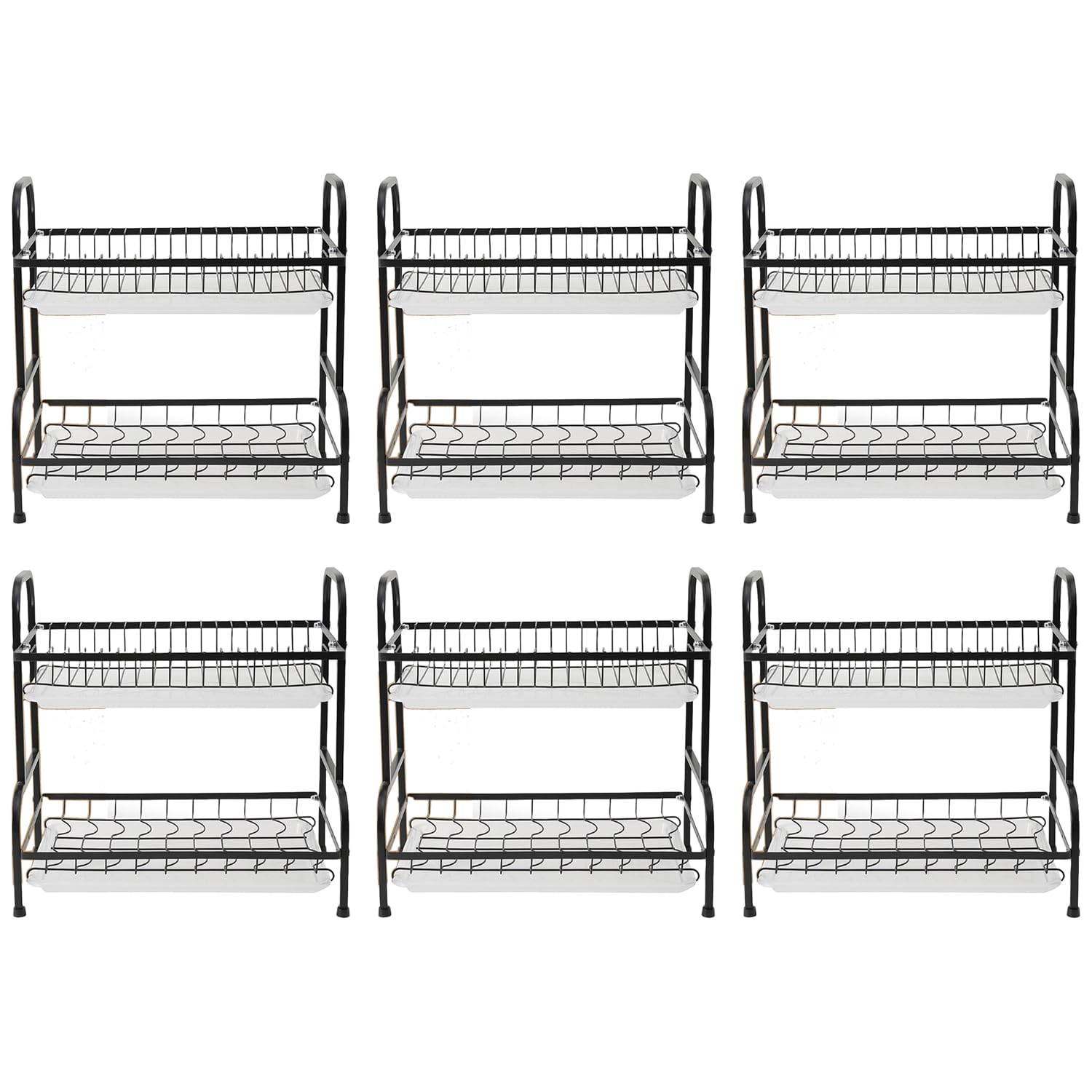 Kuber Industries Iron 2-Layer Dish Countertop Drying Rack|Storage Rack For Kitchen Counter|Drainboard&Cutting Board Holder|Premium Corner Shelf Utensils Basket Pack Of 6(Black) (B0CMXH2QH8) Amazon Price History, Amazon Price Tracker