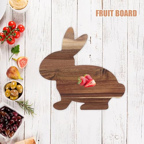 Miniatura 3 de Alipis Tabla de charcutería con forma de conejo, tabla de cortar de bambú, tabla de cortar de cocina, plato de servir de Pascua, tabla de queso,