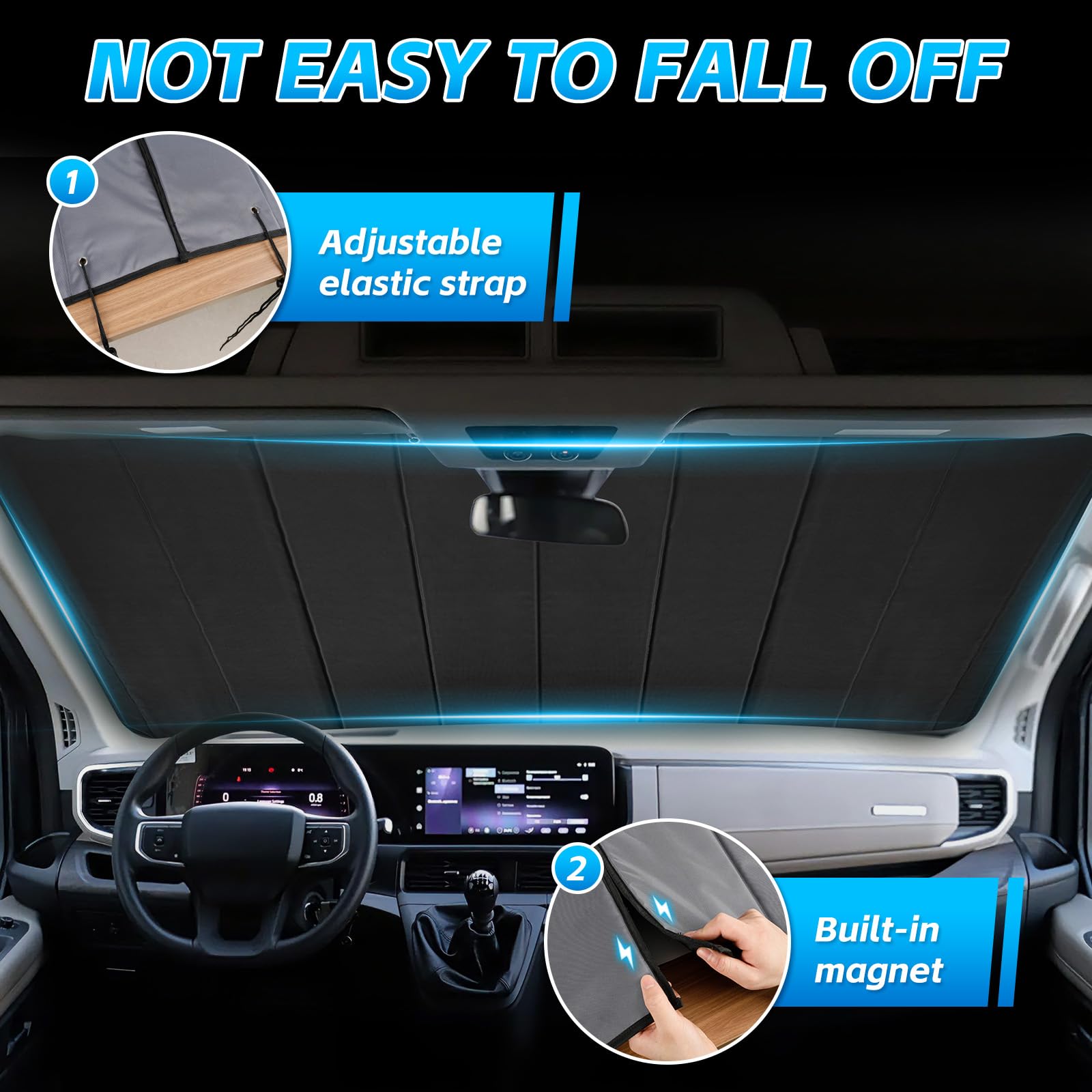 Parasoles Parabrisas Compatible con F-ORD Transit MK8 2015-2026 Protector Solar Coche Plegable Interior Protección Solar UV Reflectante Anti Calor y Polvo