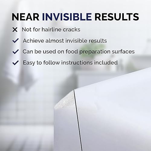 Miniatura 3 de Kit de reparación de granito (acrílico transparente, blanco y blanco oscuro) - Ideal como kit de reparación de encimera de cuarzo, funciona muy bien